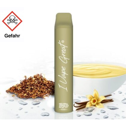 IVG BAR Plus Einweg E-Zigarette - Vanille Custard Tobacco